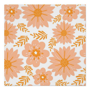 Poster Motif à fleurs orange Fuzz Vintage rétro
