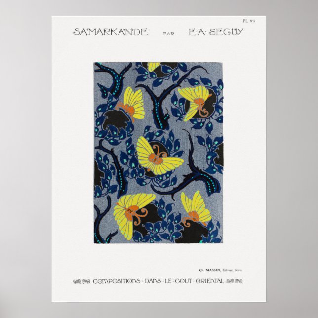 Poster Motif à papillon dans Art Nouveau (Devant)