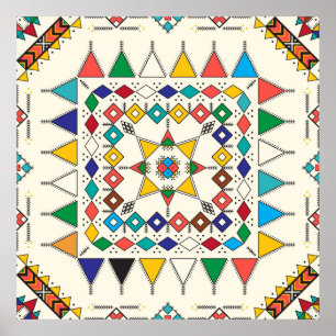 Poster Motif à répétition géométrique décoratif inspiré d
