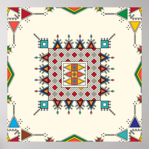 Poster Motif à répétition géométrique décoratif inspiré d