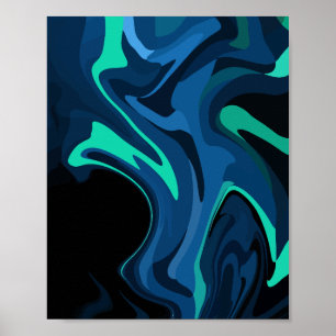 Poster Motif Abstrait à balayage bleu foncé
