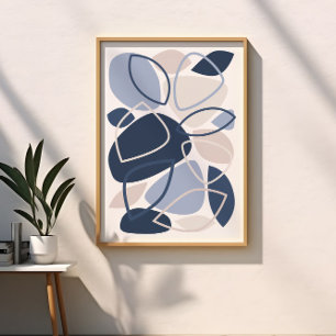 Poster Motif Abstrait Bleu Gris Moderne