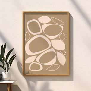 Poster Motif Abstrait Crème Beige De Style Moderne
