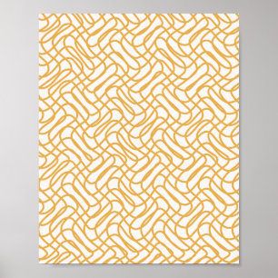 Poster Motif Abstrait Crème Blanc Et Jaune