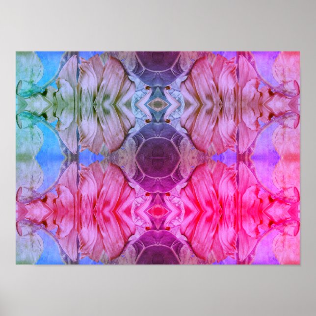 Poster Motif Abstrait d'aquarelle rose Fille Floral Boho (Devant)