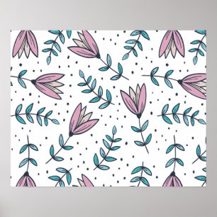 Poster Motif Abstrait de Feuilles floraux simple et éléga