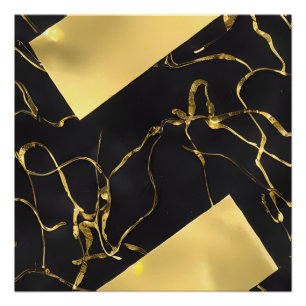 Poster Motif Abstrait noir et or
