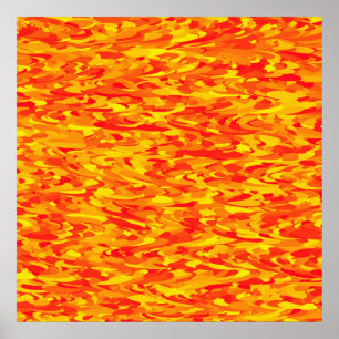 Poster Motif Abstrait Orange Rouge Jaune