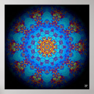 Poster Motif abstrait psychédélique coloré