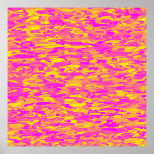 Poster Motif Abstrait Rose Jaune Orange