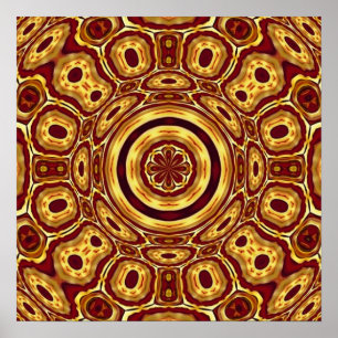 Poster Motif Abstrait Rouge Or Bohème Marocain