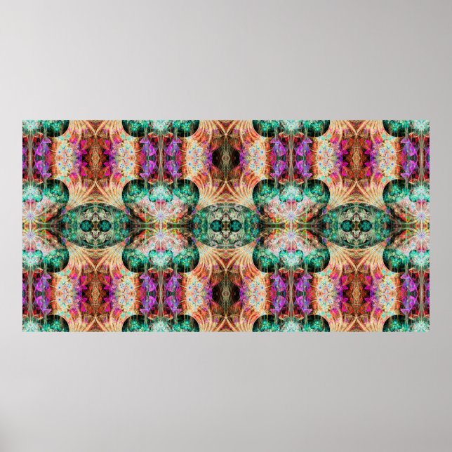 Poster motif Abstrait sans couture avec fleurs et décorat (Devant)