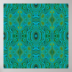 Poster Motif Abstrait Trippy Retro Turquoise Chartreuse