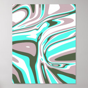 Poster Motif Abstrait Turquoise Swirl