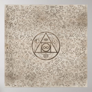 Poster Motif alchimique 3 du symbole en pierre du