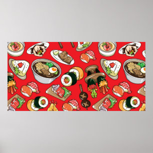 Poster motif alimentaire japonais transparent