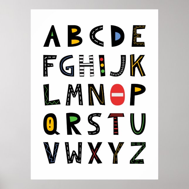 Poster Motif alphabet de construction (Devant)