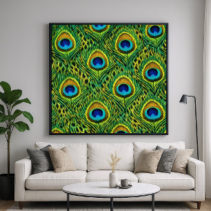 Poster Motif animal de plumes de paon