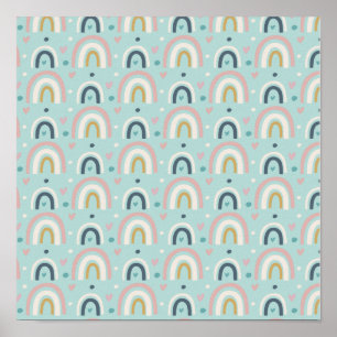 Poster Motif arc-en-ciel blanc mignon