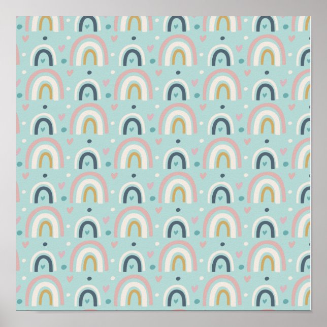 Poster Motif arc-en-ciel blanc mignon (Devant)