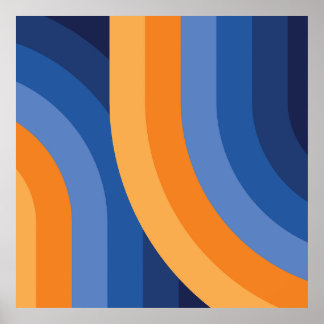 Poster Motif arc-en-ciel géométrique en bleu marine orang