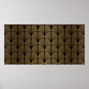 Poster Motif Art déco. Simples grappes noir et or