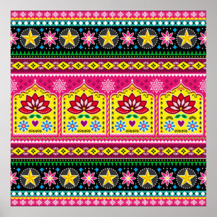 Poster Motif artisanal artisanal artisanal floral sans so