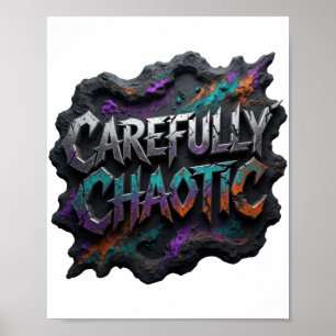 Poster Motif Artistique CAREFULLY CHAOTIC Argenté Cool
