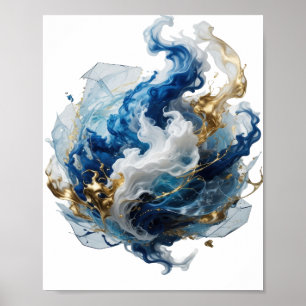 Poster Motif artistique d'art abstrait argenté accrocheur