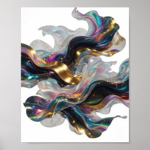 Poster Motif artistique d'art abstrait en argent moderne