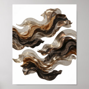 Poster Motif artistique d'art abstrait Or élégant