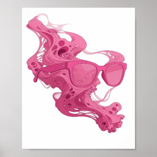Poster Motif artistique d'art abstrait rose ludique