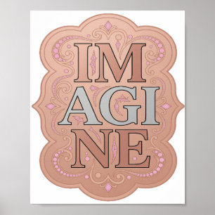 Poster Motif artistique IMAGINE gris accrocheur