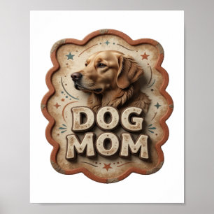 Poster Motif artistique ludique DOG MOM orange