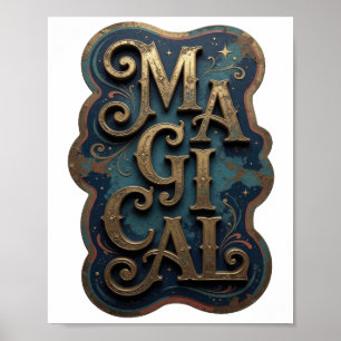 Poster Motif Artistique MAGIQUE en Or Gras