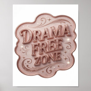 Poster Motif Artistique ZONE SANS DRAME Rose Vibrant