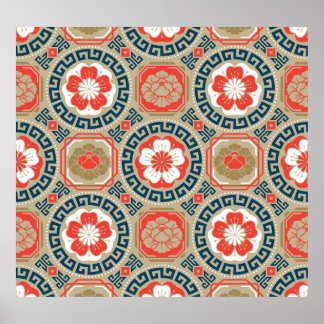 Poster Motif asiatique : Design géométrique élégant