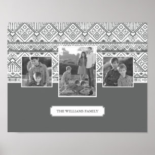 Poster Motif Aztèque gris   Photos et textes de famille