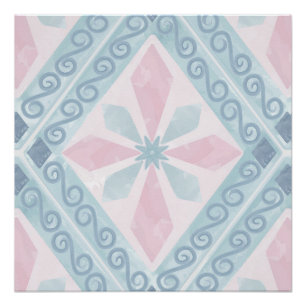 Poster motif bleu en forme de diamant