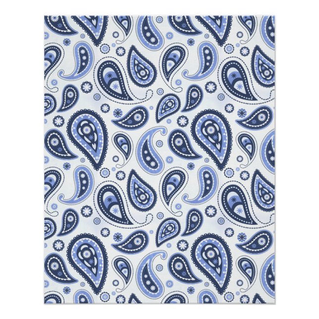 Poster Motif Blue Paisley (Devant)