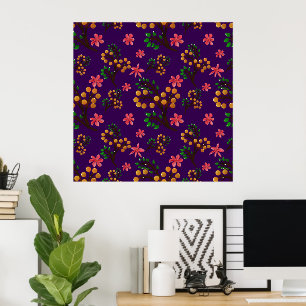 Poster Motif botanique sans couture avec branche de fruit