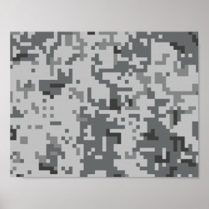 Poster Motif camouflage pixel gris urbain