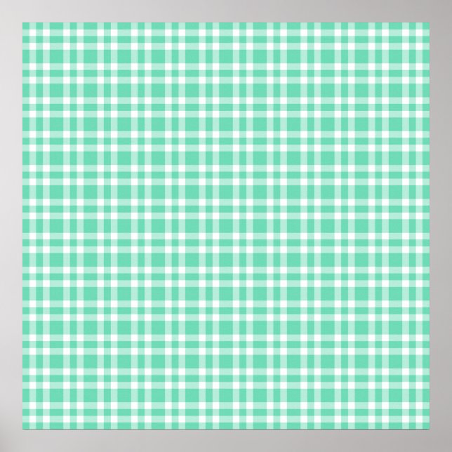 Poster Motif carreaux blanc aquamarine (Devant)