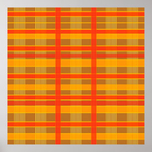 Poster Motif carreaux rouge orange rétro