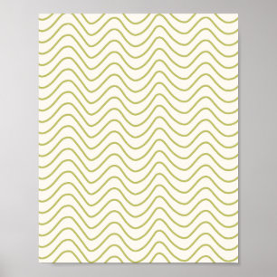 Poster Motif Chevron Lime Green sur Crème White Zigzag