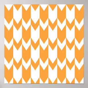 Poster Motif Chevron orange et blanc.