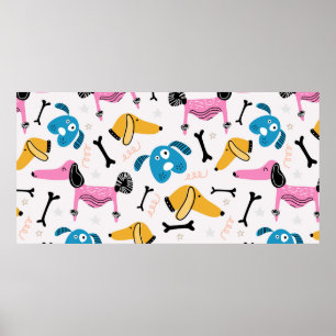 Poster Motif chien mignon avec dessin du visage animal bé