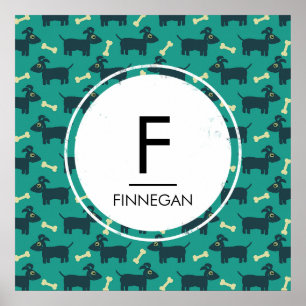 Poster Motif chien mignon avec oreilles disquettes et mon