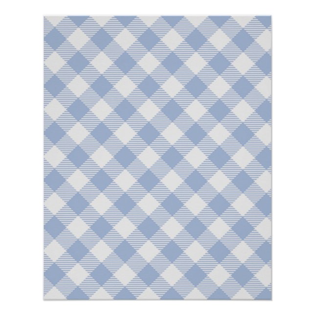Poster Motif classique En vichy bleu coché (Devant)