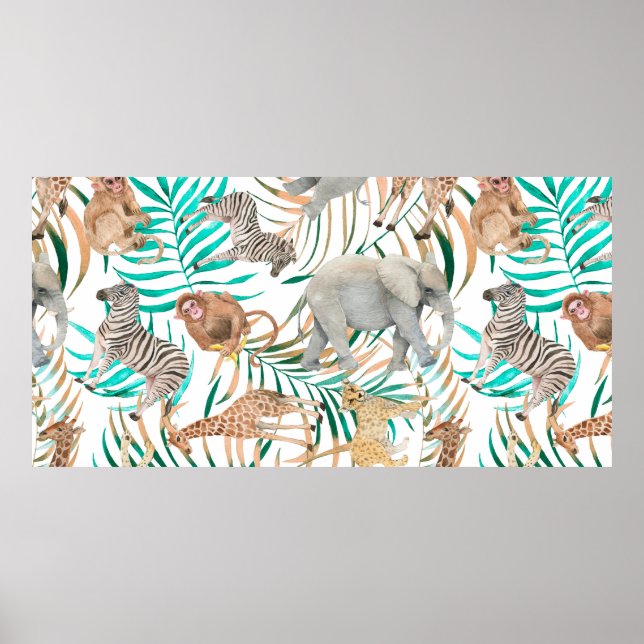 Poster Motif coloré à la main avec col à eau (Devant)